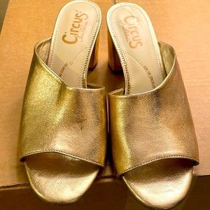 Sam Edelman circus gold mules size 10
